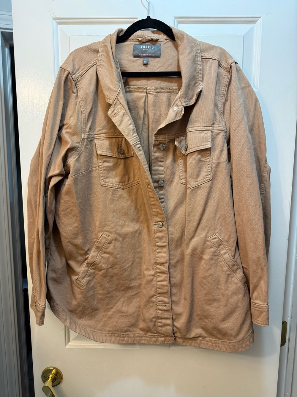 torrid Tan Utility Jean Jacket - Button-Front Casual Coat